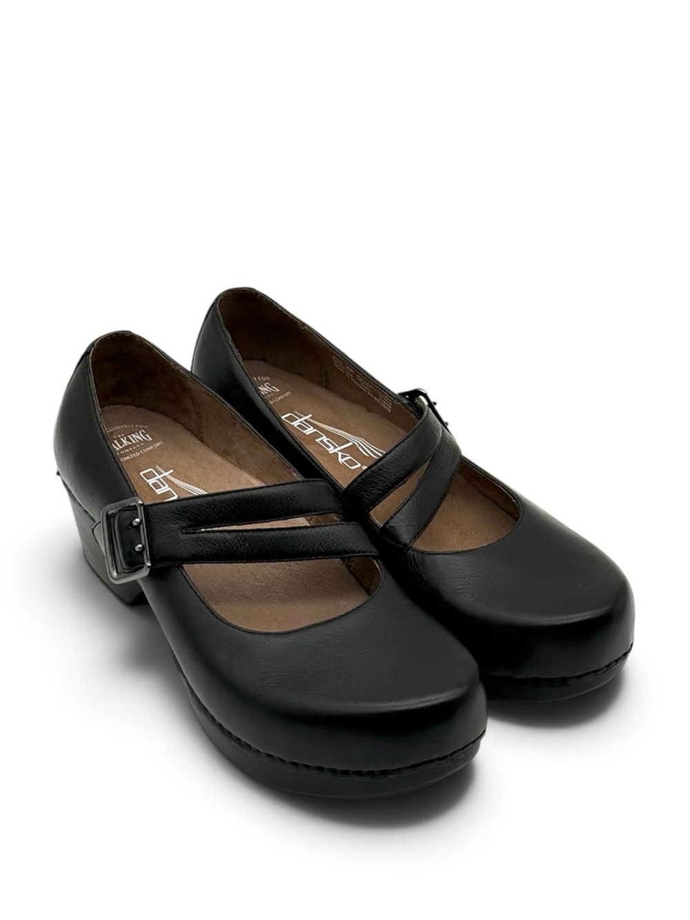 Dansko Mary Jane Clog Heel Black Leather EU 38 US 7.5-8